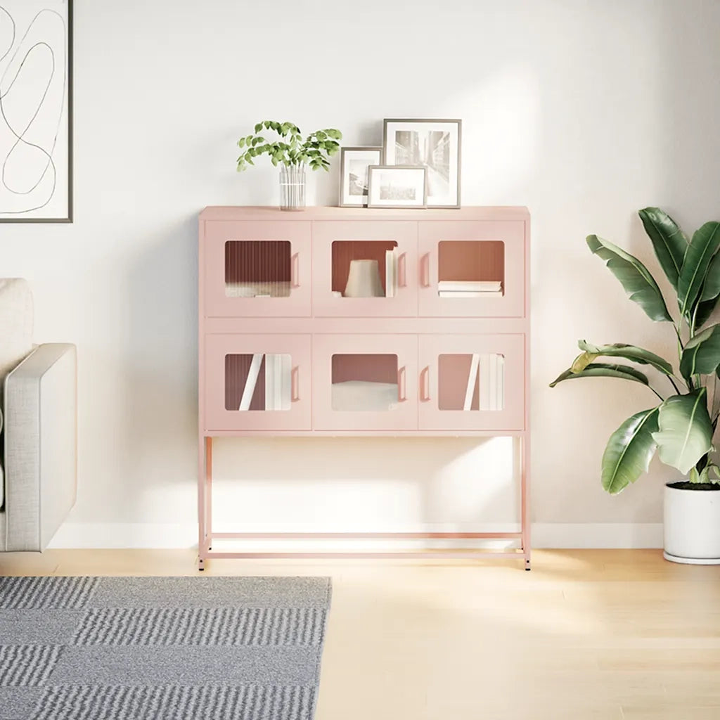 Credenza Rosa 100,5x39x107 cm in Acciaio Laminato a Freddo 853423