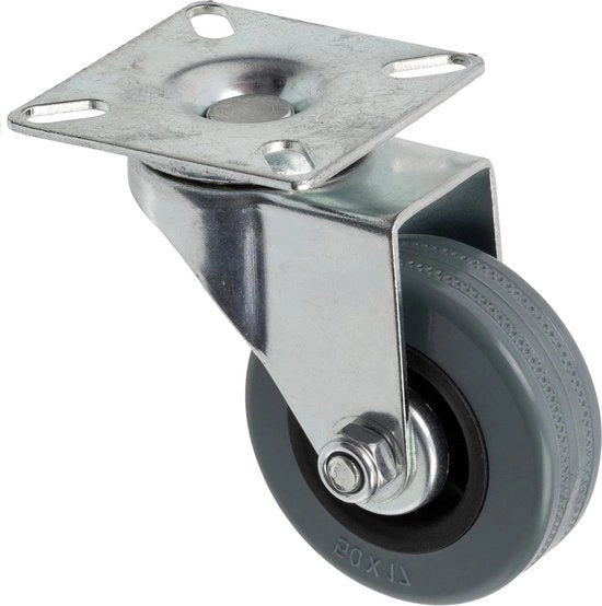 Set di 4 ruote inclinabili senza freno - fissaggio a disco - altezza 70 mm - carico massimo 35 kg - vettura per seggiolino di lavoro