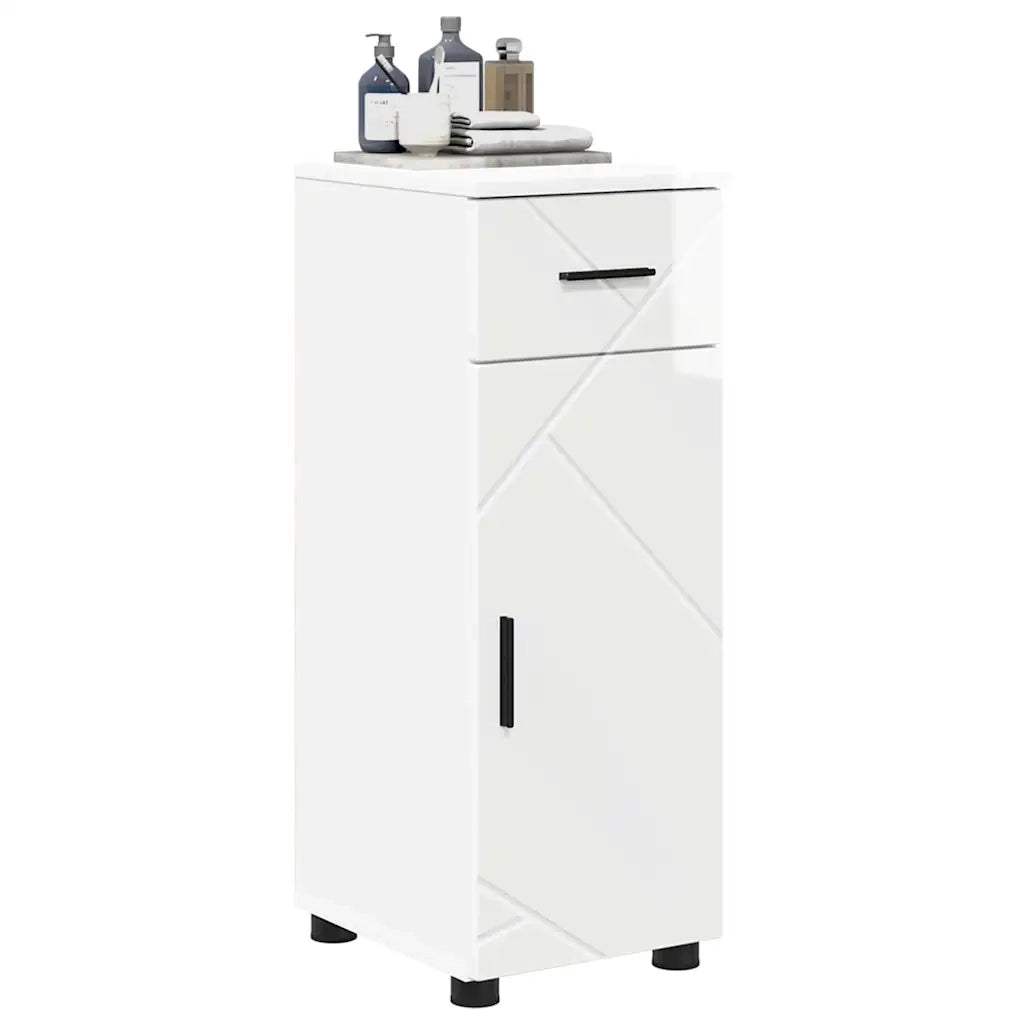 Mobile da Bagno | Armadio da bagno con cassetto Bianco Lucido 30 x 35 x 80 cm