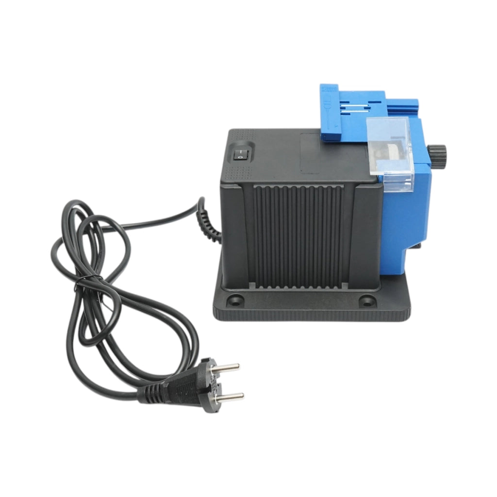Affilacoltelli elettrico 220V, 65W, 7000 giri/min, angolo 15-50°, larghezza di affilatura 6-51 mm, punte da trapano 3-13 mm, forbici, scalpelli, pialle