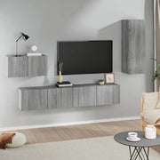 Set di Mobili Porta TV 4 pz-Credenza per TV Grigio Sonoma in Legno Multistrato 503783