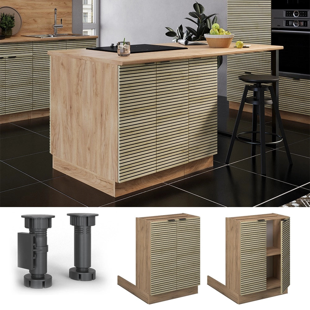 Isola da cucina Fame-Line Pannello in quercia/Rovere dorato 60 cm senza piano di lavoro Vicco