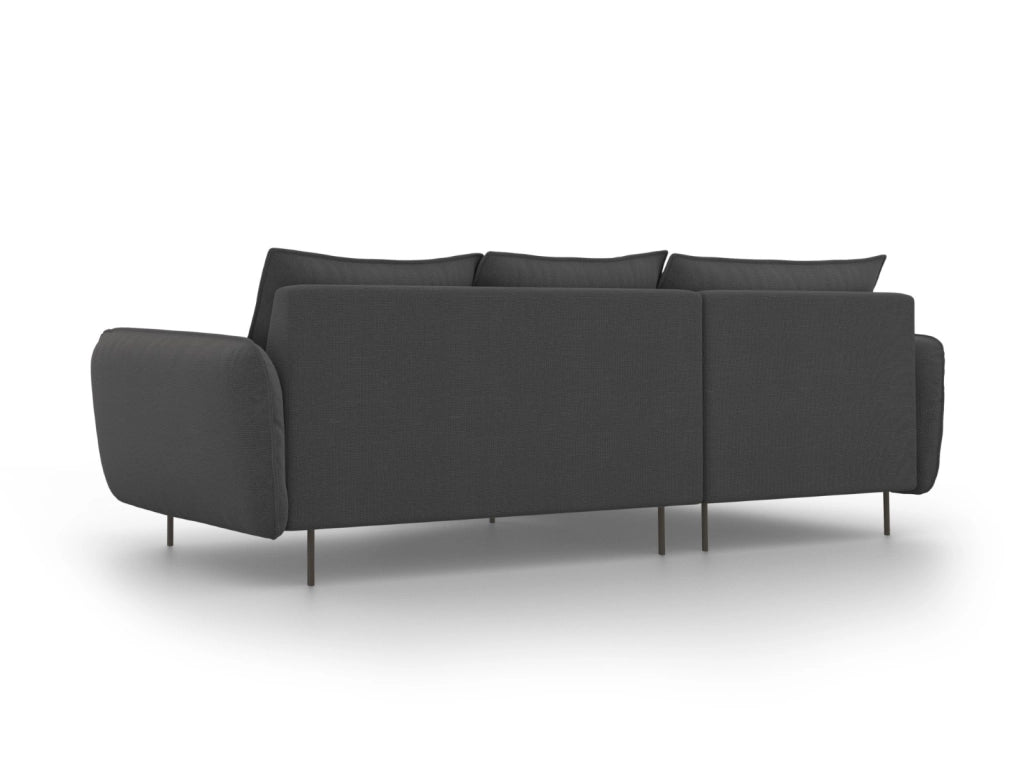 Cosmopolitan Design - Divano angolare sinistro "Vienna" 5 posti in tessuto strutturato grigio scuro 