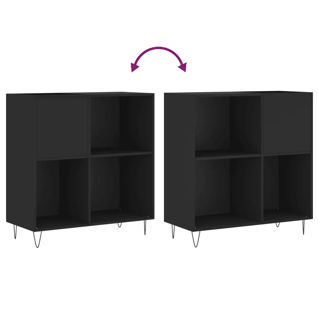 Mobile Porta Dischi Nero 84,5x38x89 cm in Legno Multistrato 831773