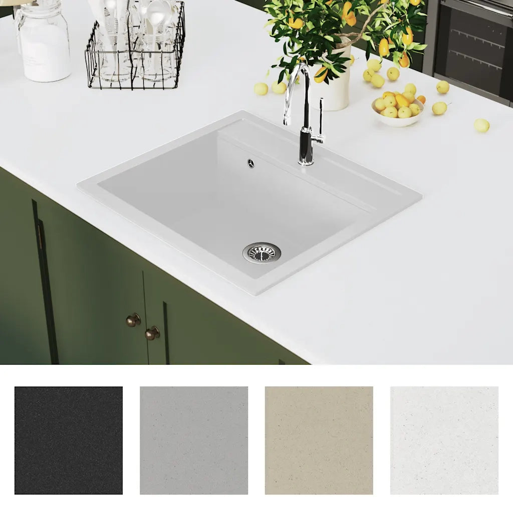 Lavello da Cucina in Granito Vasca Singola Bianco CFW7470174