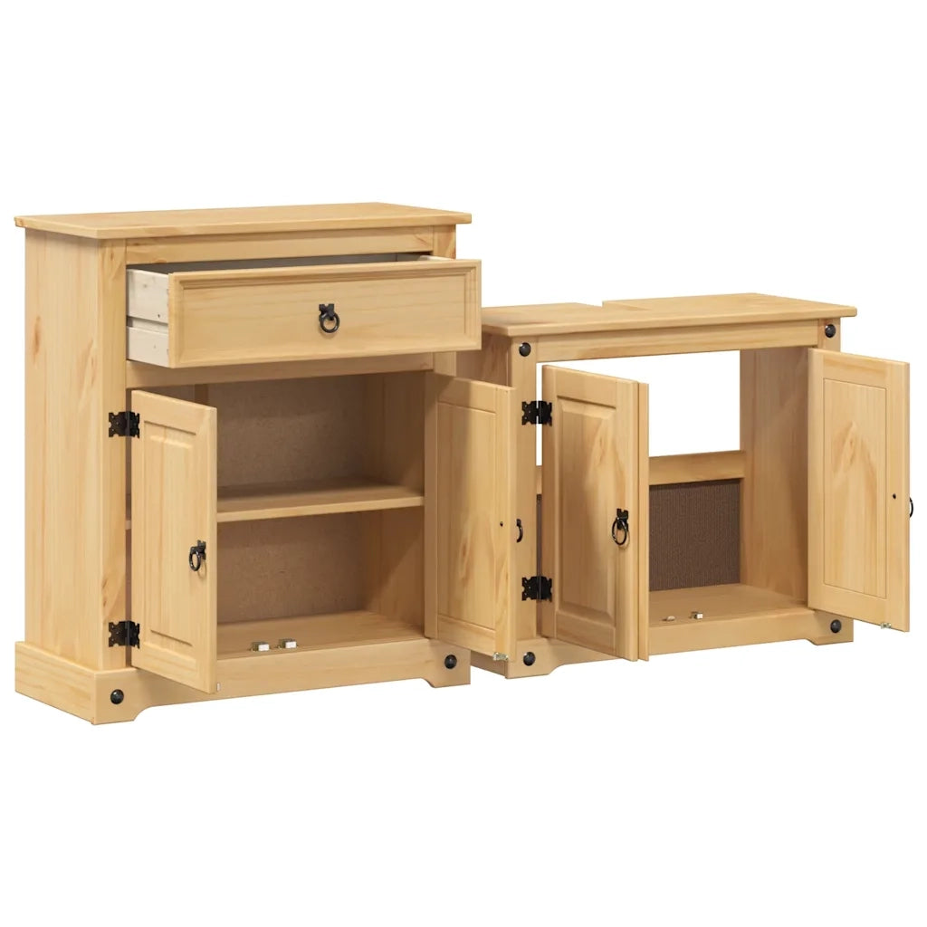 Set Mobili da Bagno 2 pz Corona in Legno Massello di Pino 3334636