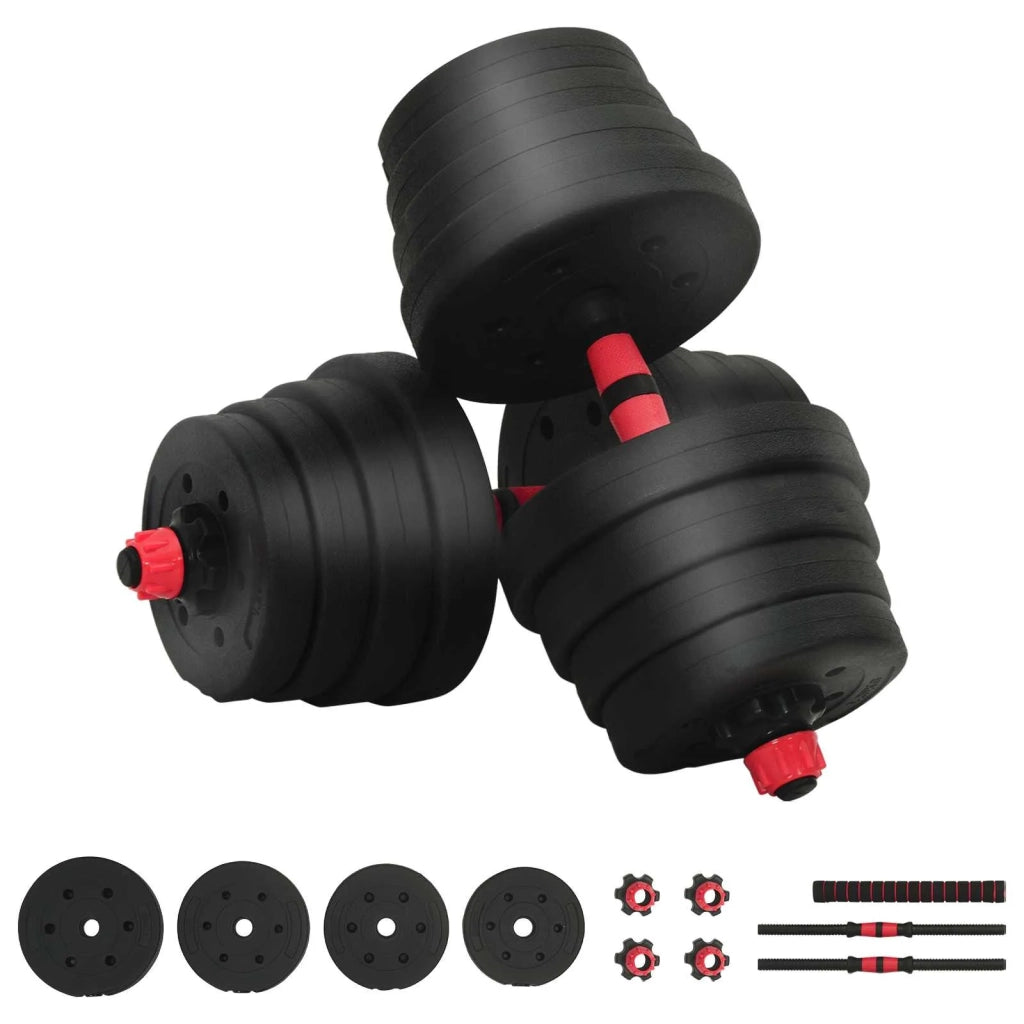 Set Manubri e Bilanciere 2-in-1 30 kg Nero e Rosso CFW8473130