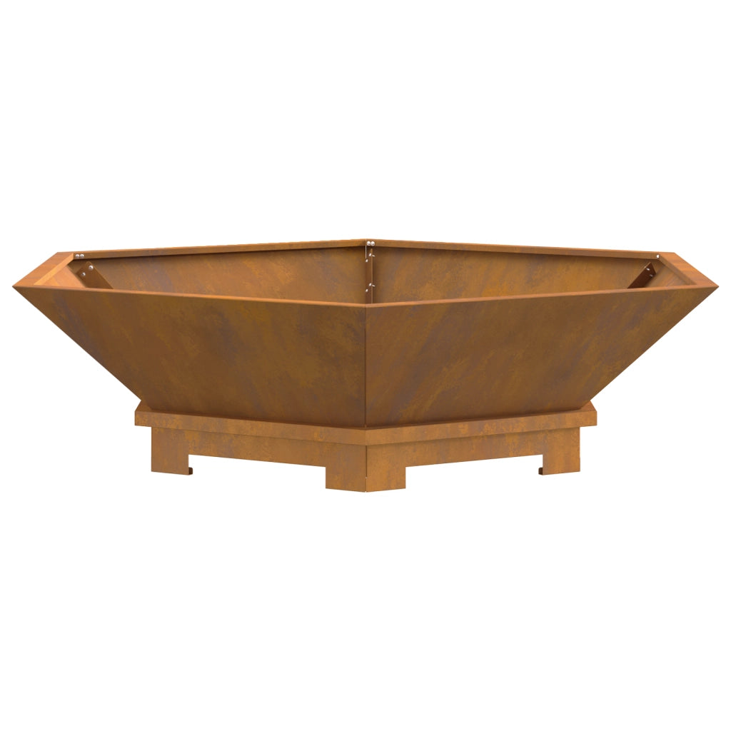 Focolare Esagonale 100x100x28 cm in Acciaio Invecchiato