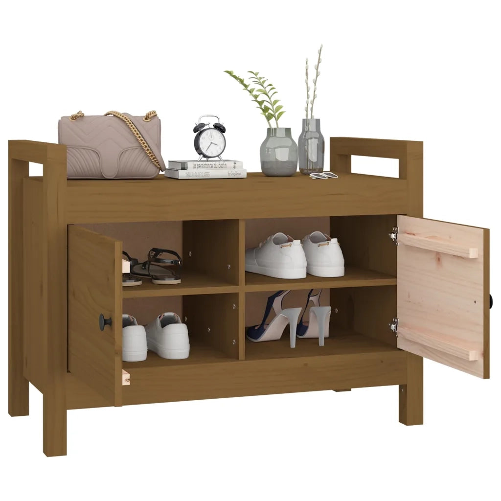 Panca da ingresso-Sgabello-Panca da Corridoio Ambra 80x40x60 cm in Legno Massello di Pino