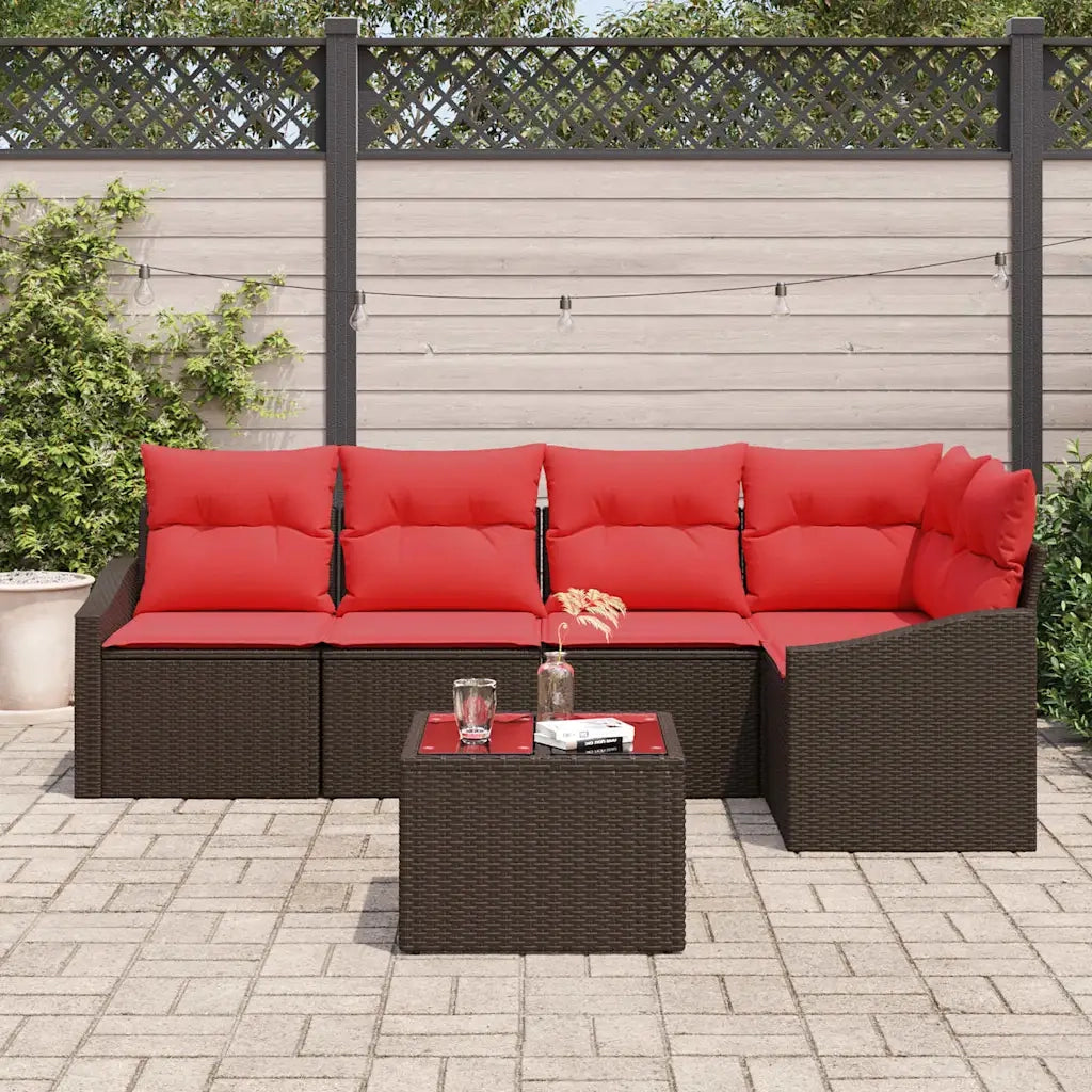 Set di divani 6 pz Marrone polyrattan 3346734