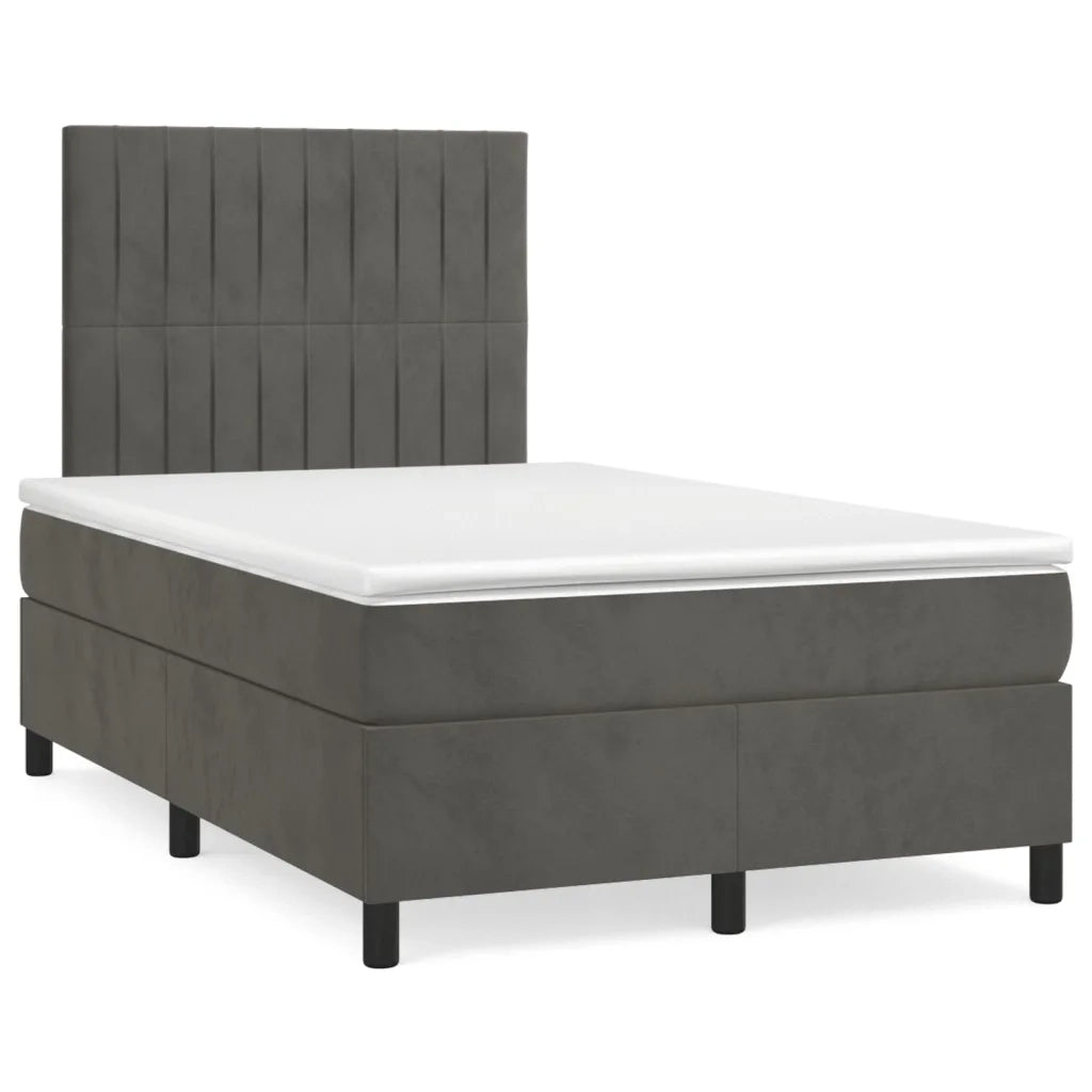 Giroletto a Molle con Materasso Grigio Scuro 120x200 cm Velluto 3143134
