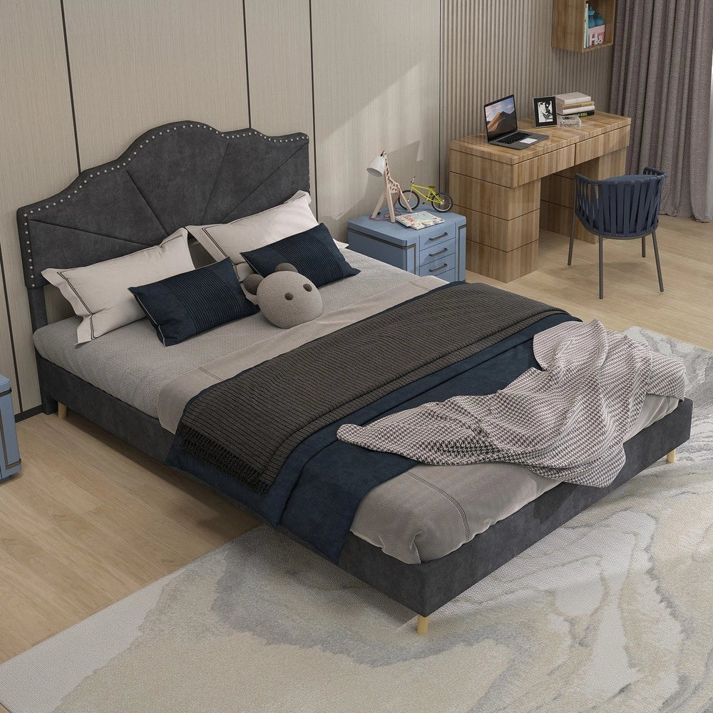 Letto imbottito con testiera ¨C Minimal ¨C Grigio 140x200cm