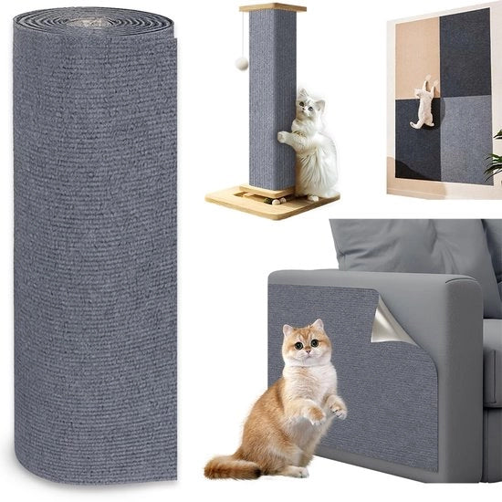 Mat per gatti con adesivo, 300 x 40 cm, listelli per gatti, protezione contro graffi per divani, tavolo per gatti da assemblare, protezione per mobili e divani (grigio)