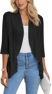 Cardigan Leggero - Peso Leggero - 3/4 Maniche - Cardigan Elegante - Tessuto Sovraccoperto - Ideale per Primavera/Estate