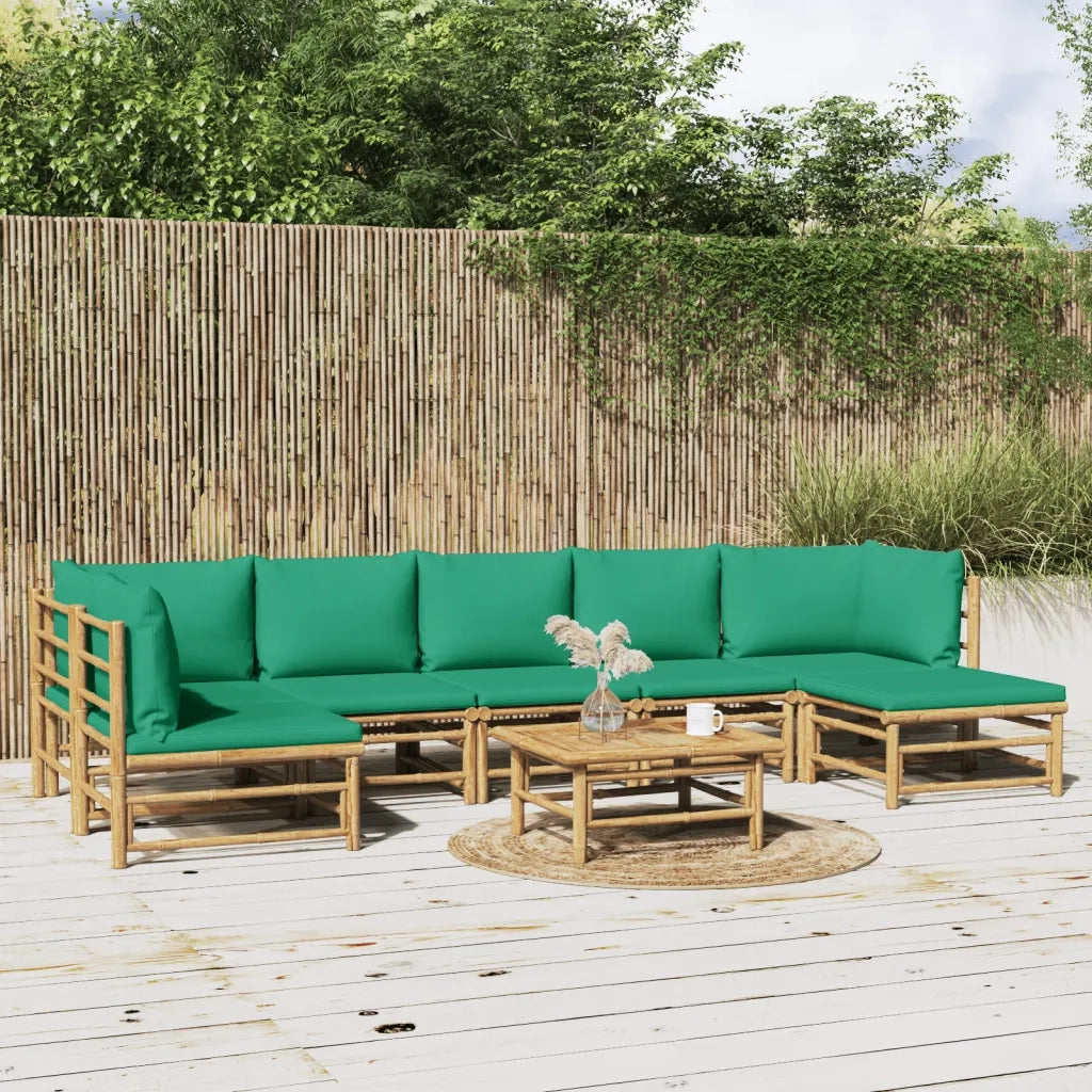 Set Salotto da Giardino 8pz con Cuscini Verdi BambÃ¹cod mxl 100291