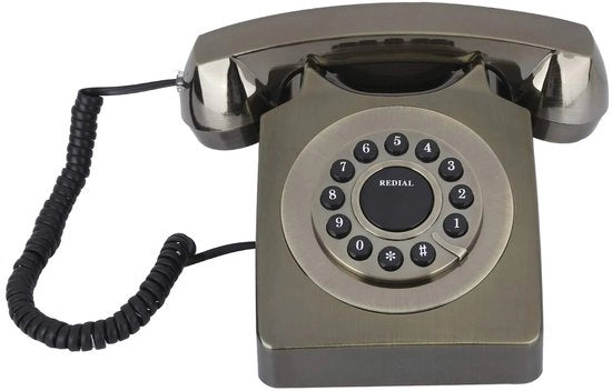 Telefono Retro - Telefono Vintage Europeo - Telefono Multifunzione - Grande Pulsante Visibile - Funzione Memoria Numeri - Finestra in Bronzo Antico - Materiale ABS