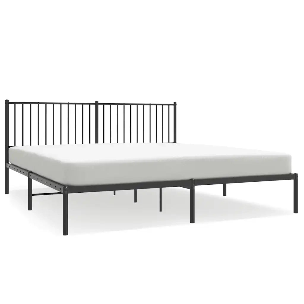 Letto matrimoniale | Letto per adulti | Giroletto con Testiera in Metallo Nero 183x213 cm