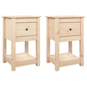 Set di 2 Comodini | Armadio da Notte | Mobiletto da notte 40x35x61,5 cm in Legno Massello di Pino