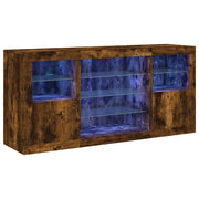 Credenza | Madia | Buffet da pranzo | Armadio da pranzo con Luci LED Rovere Fumo 142,5x37x67 cm
