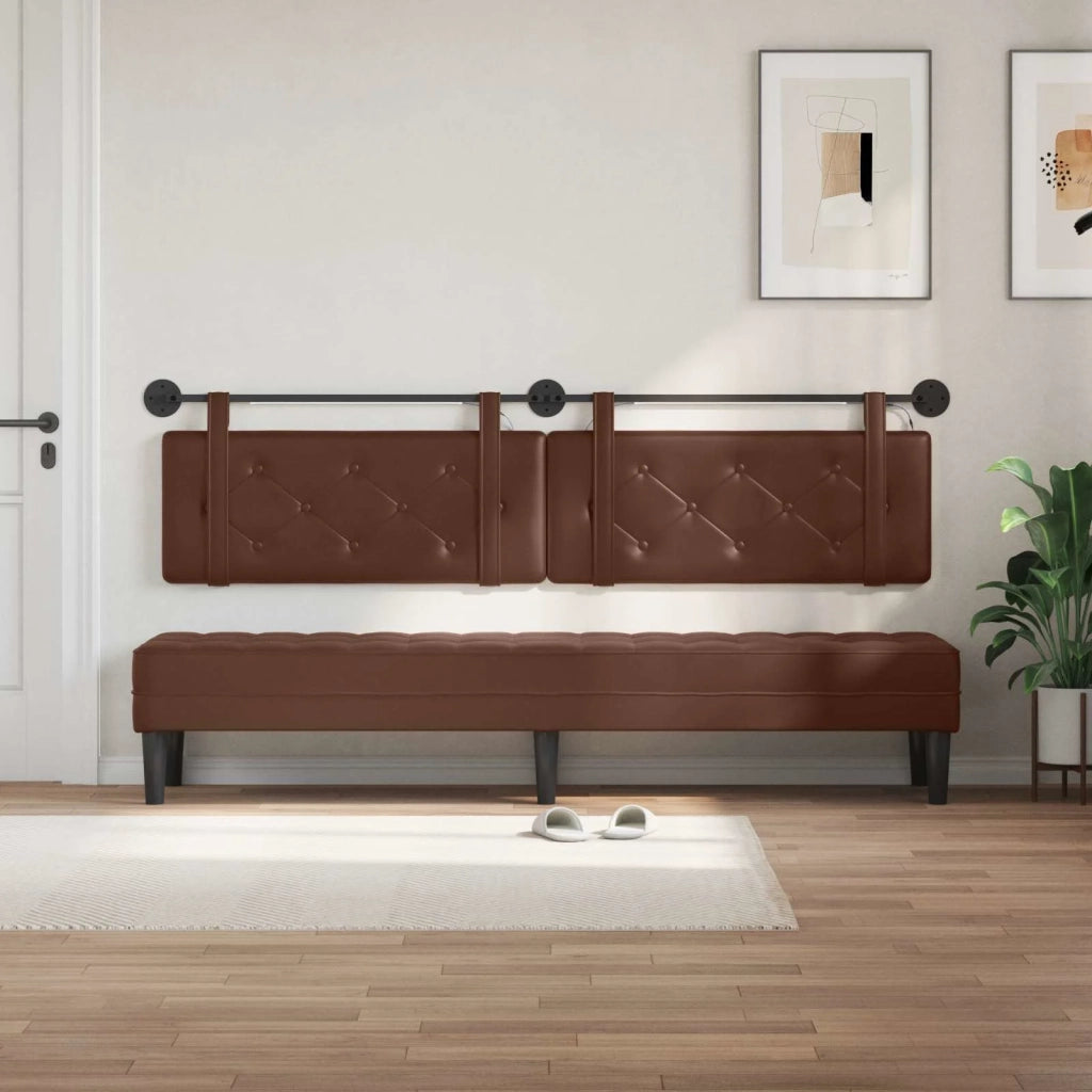 Testiera | Testata sospesa Con luce LED Marrone Similpelle