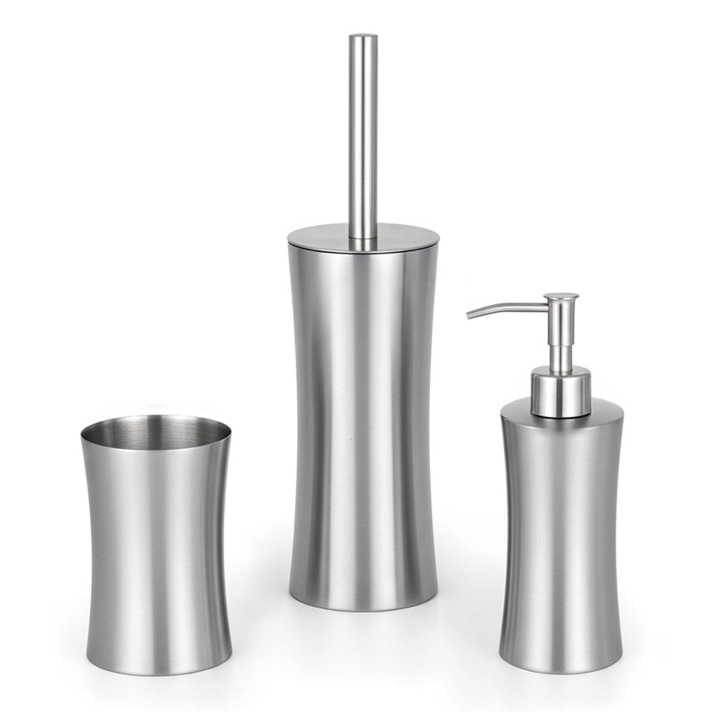 Set accessori bagno 3 pezzi in acciaio inox satinato Lunar