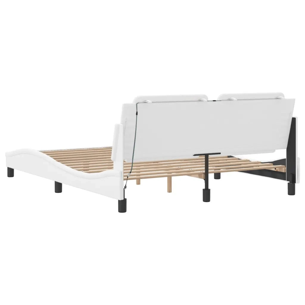 Letto matrimoniale | Letto per adulti | Giroletto con LED senza Materasso Zadar Bianco 180x200 cm