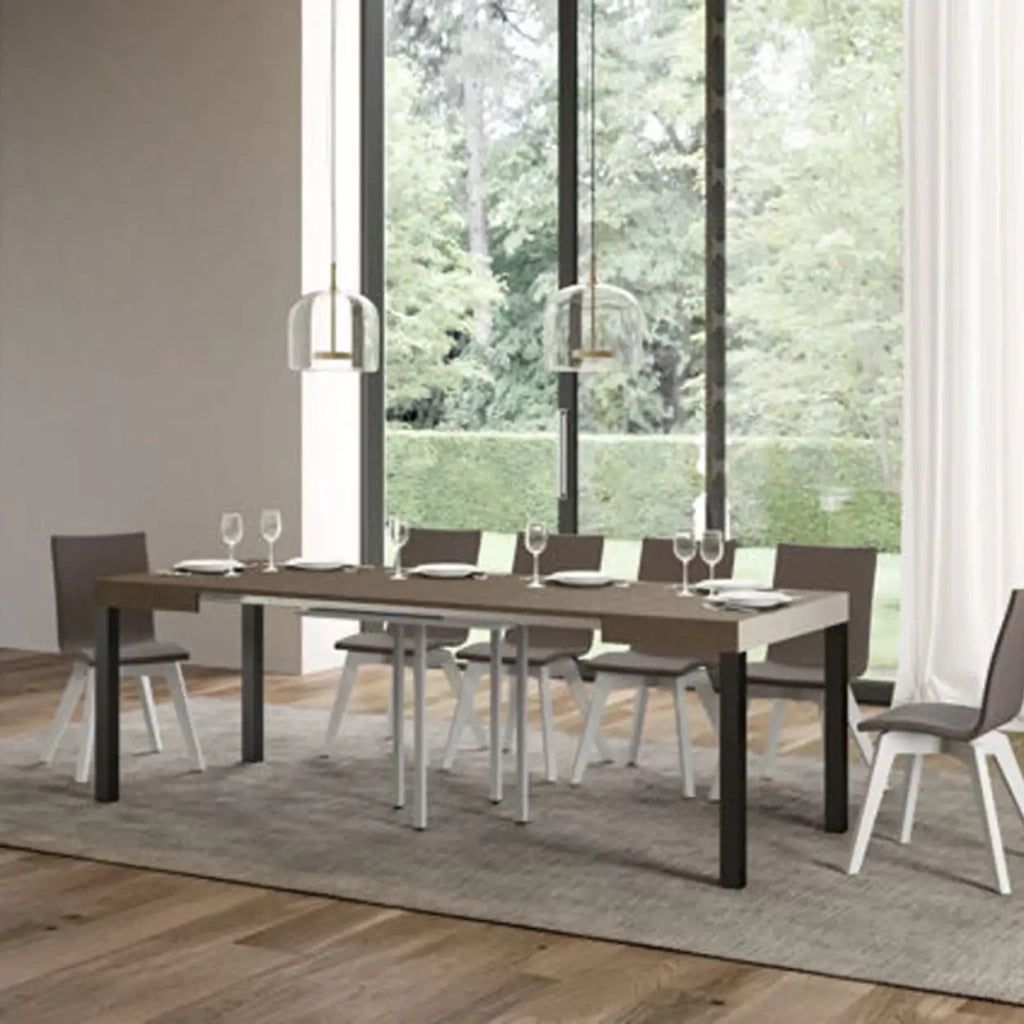 Tavolo allungabile 90/246x90 cm Everyday tortora gambe antracite