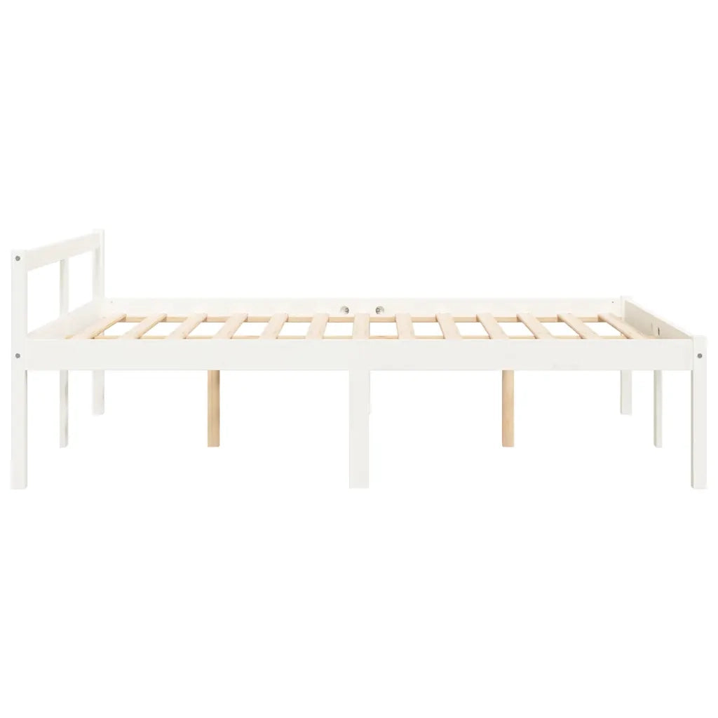 Letto per Anziani Bianco 140x190 cm in Legno Massello di Pino 810595
