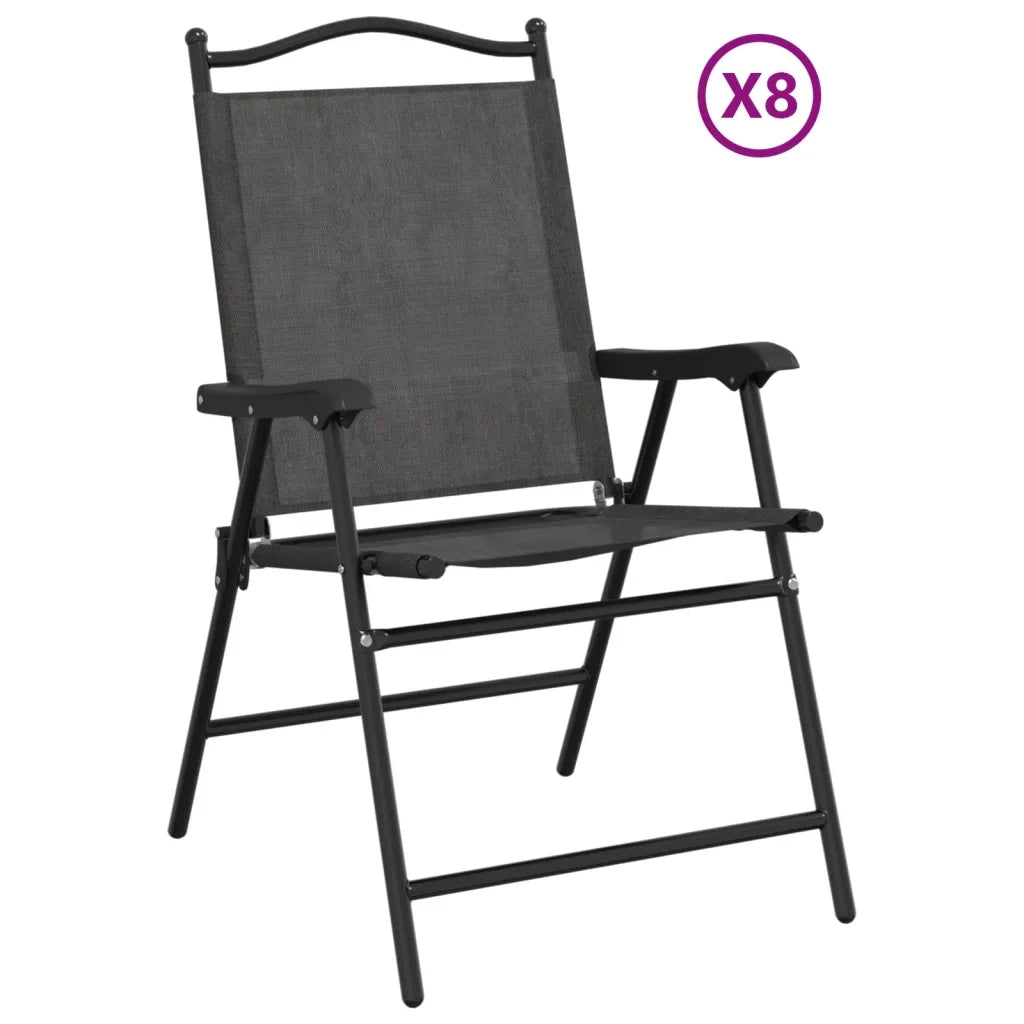 Sedie Giardino Pieghevoli 8 pz Acciaio Grigio MÃ©lange Textilene