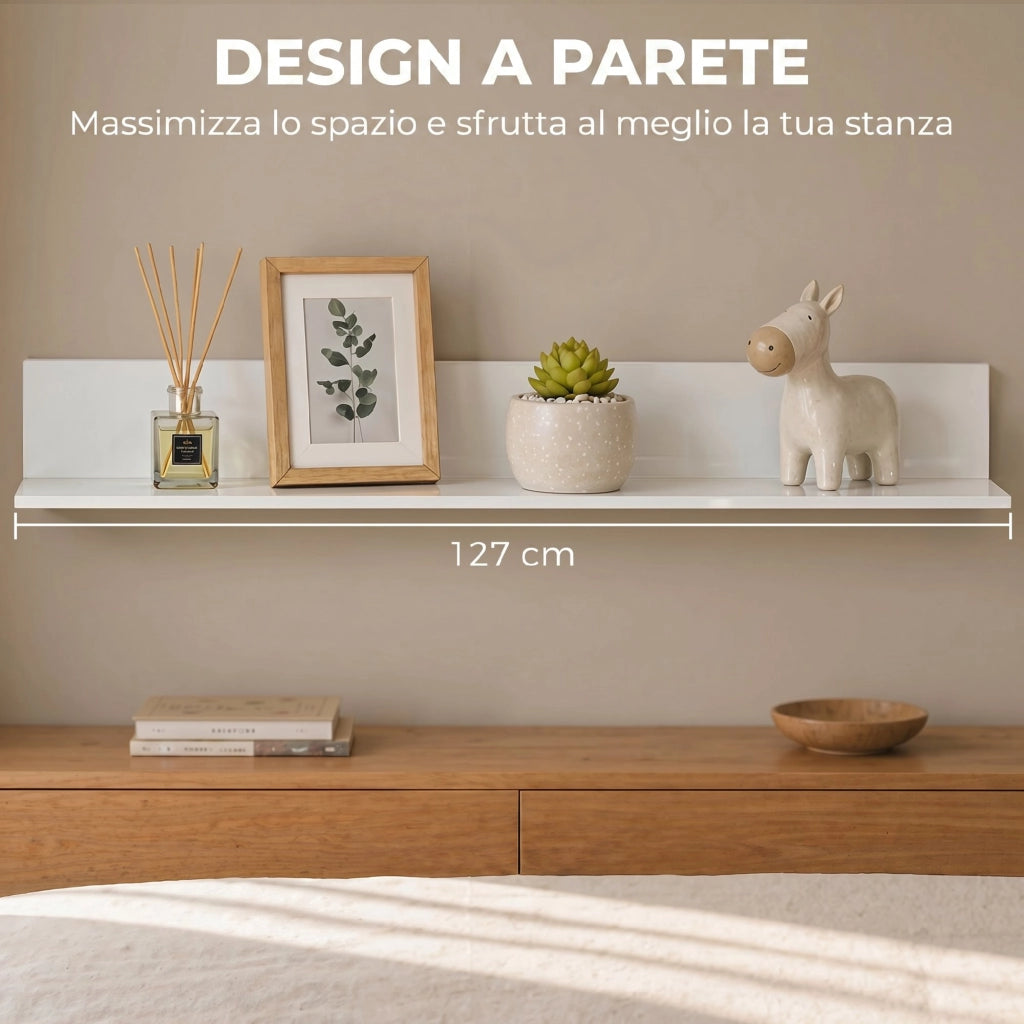 Mensola da Parete ¨C Zephmum ¨C Legno Lucido Bianco 1.5 cm