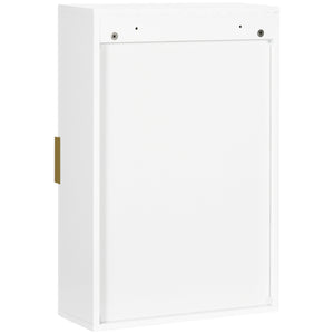 Pensile Mobile Bagno Sospeso con Anta Decorata 40x15x60 cm in MDF Bianco