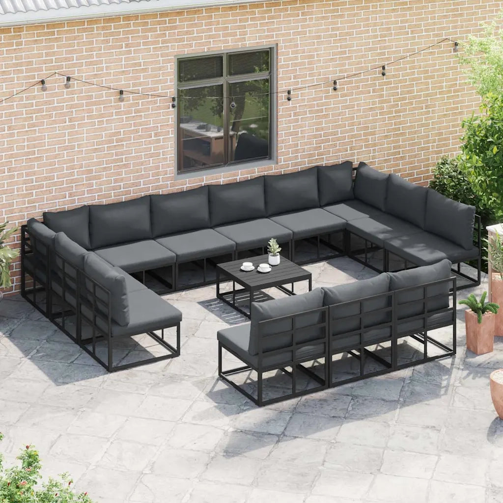 Set Divano da Giardino con cuscino 13 pcs Nero Alluminio 3378920