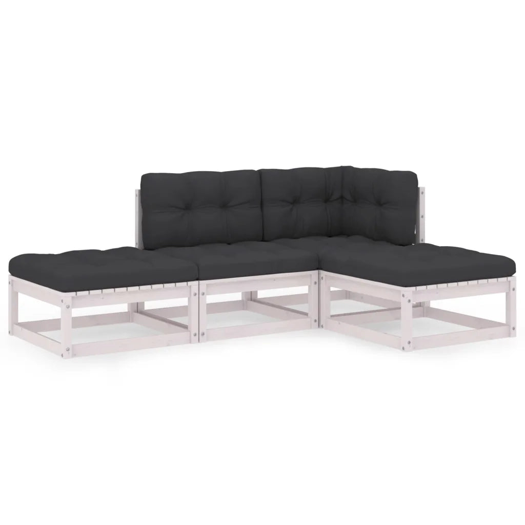 Set Divani da Giardino 4 pz con Cuscini Legno Massello Pino cod mxl 44600