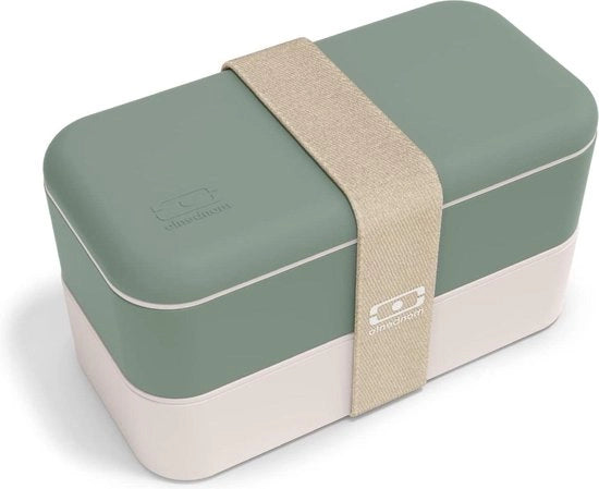 Bento box naturale originale - Scatola per pranzo con compartimenti - Lattina per latticello con 2 strati - Ideale per lavoro-scuola - Libero da BPA - Sostenibile e sicuro - Prodotto in Francia - Verde