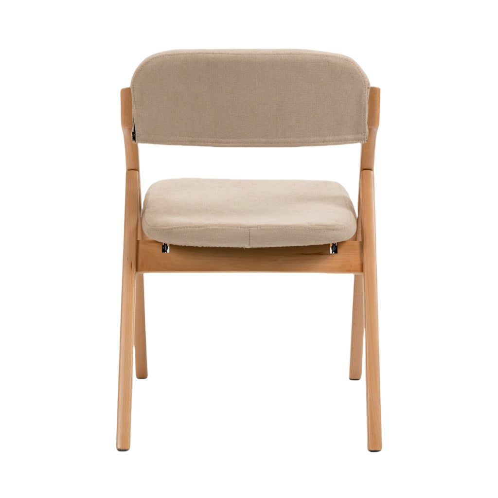 Sedie Pieghevoli Imbottite Set 2 Pezzi ¨C MINIMAL ¨C Legno, Rivestimento Rimovibile, Beige