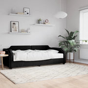 Divano Letto con Materasso Nero 100x200 cm in Tessuto