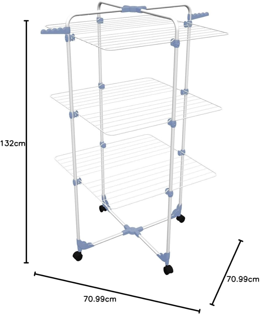 Stendibiancheria Modular 3 Piani in Acciaio Trattato 30 m 71 CMX71X132H