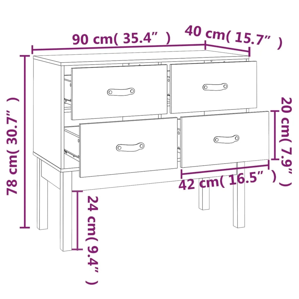 Mobile Consolle Grigia 90x40x78 cm in Legno Massello di Pino 821741