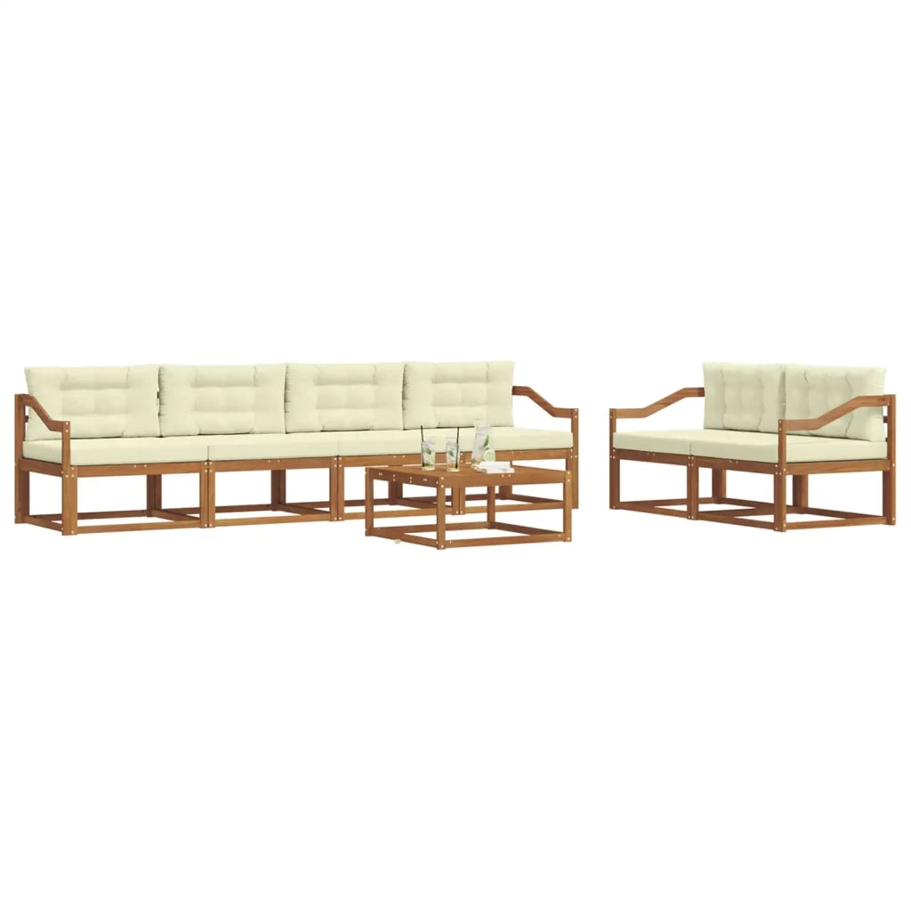 Set di divani da esterno con cuscino 7 pcs Naturale e Crema