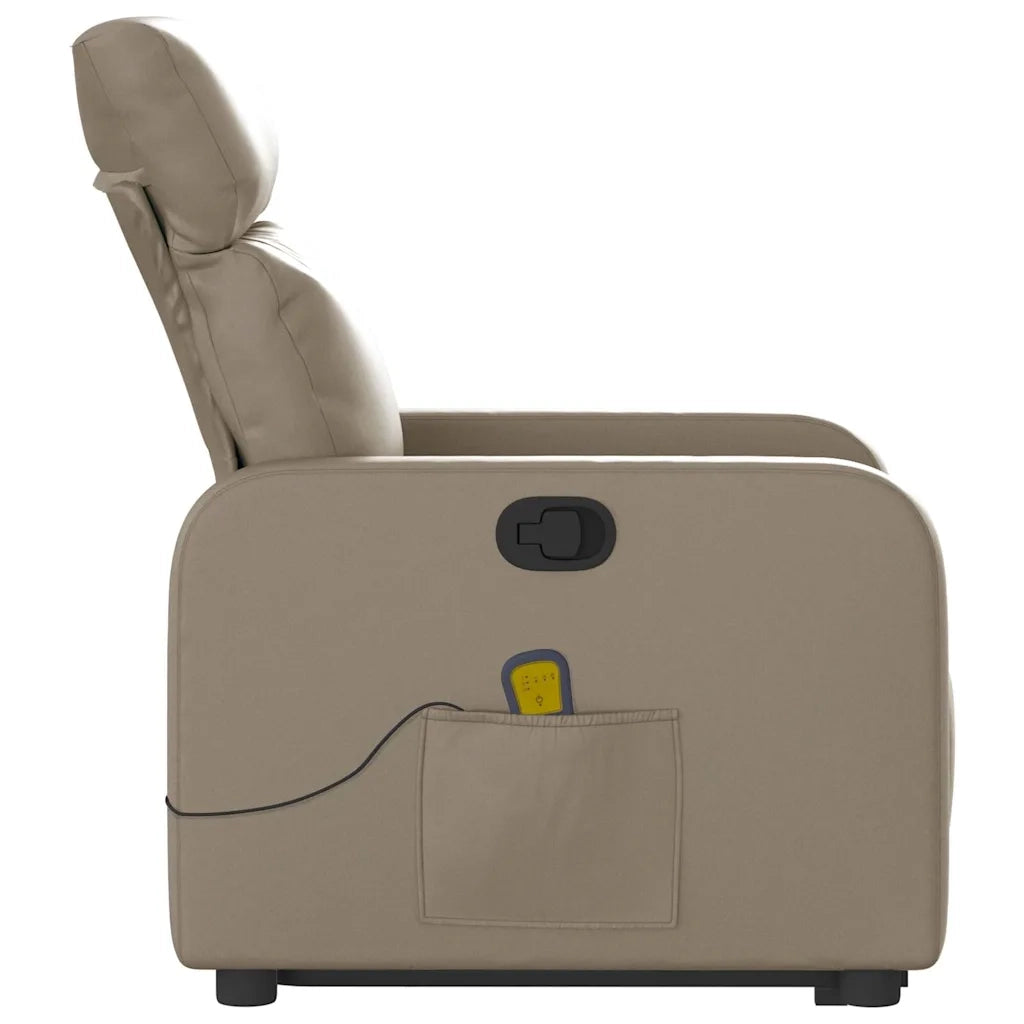 Poltrona | Sedia Relax Alzapersone Massaggi Reclinabile Cappuccino Similpelle