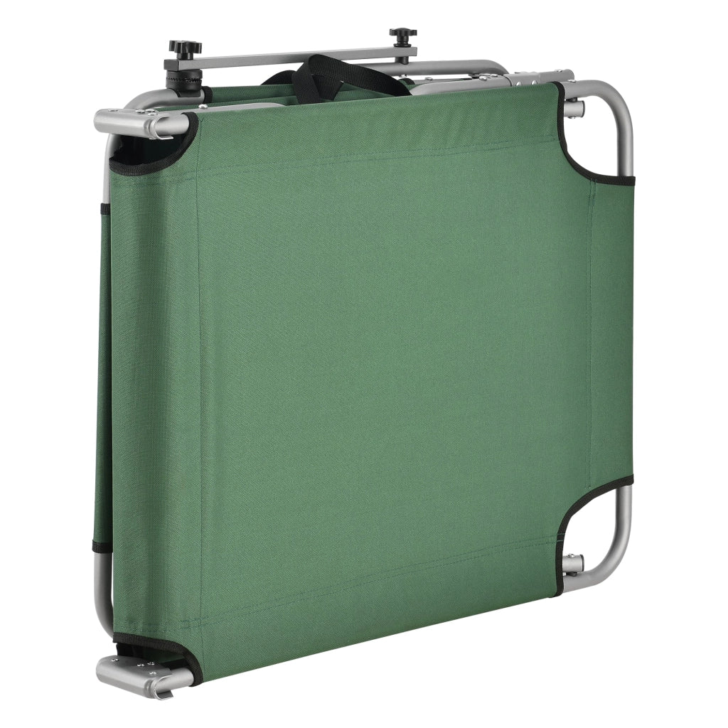 Lettino prendisole con parasole basculante acciaio poliestere argento opaco verde scuro 03_0006409