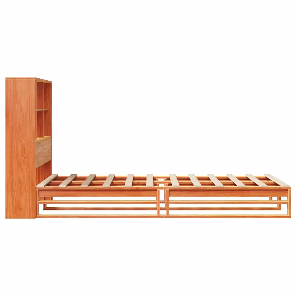 Letto Libreria senza Materasso-Struttura Letto con contenitore Marrone Cera 100x200 cm Legno 211519
