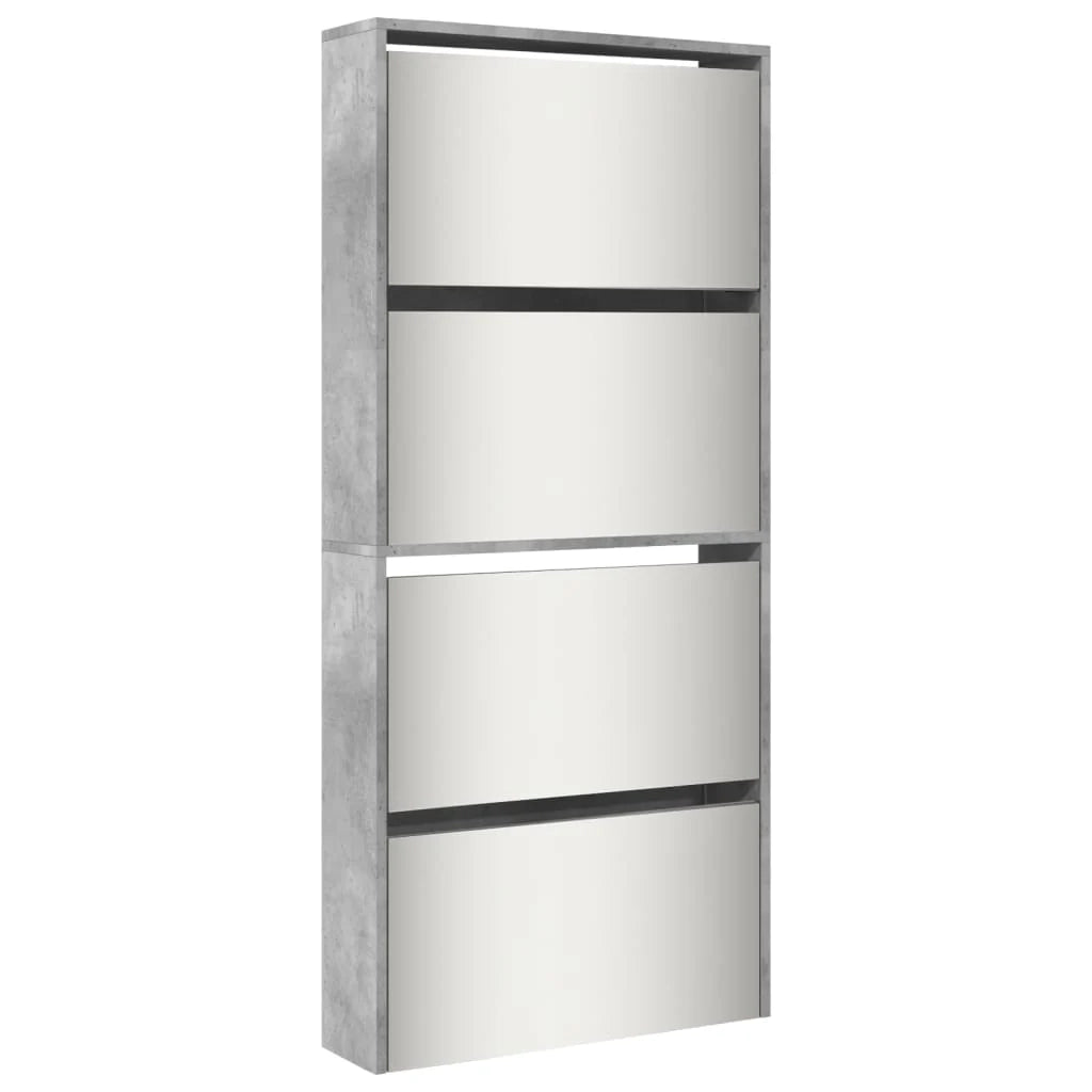 Scarpiera mobiletto portascarpe mobile ingresso/corridoio/soggiorno con specchio 4 ripiani 63 x 17 x 134 cm grigio 02_0021764