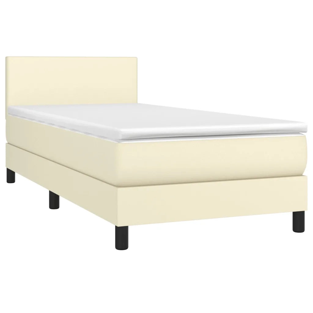 Giroletto a Molle con Materasso e LED Crema 100x200 cm 3134089