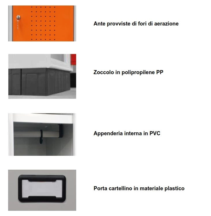 Armadietto spogliatoio a 1 posto con piano superiore cm. 30x50x175h