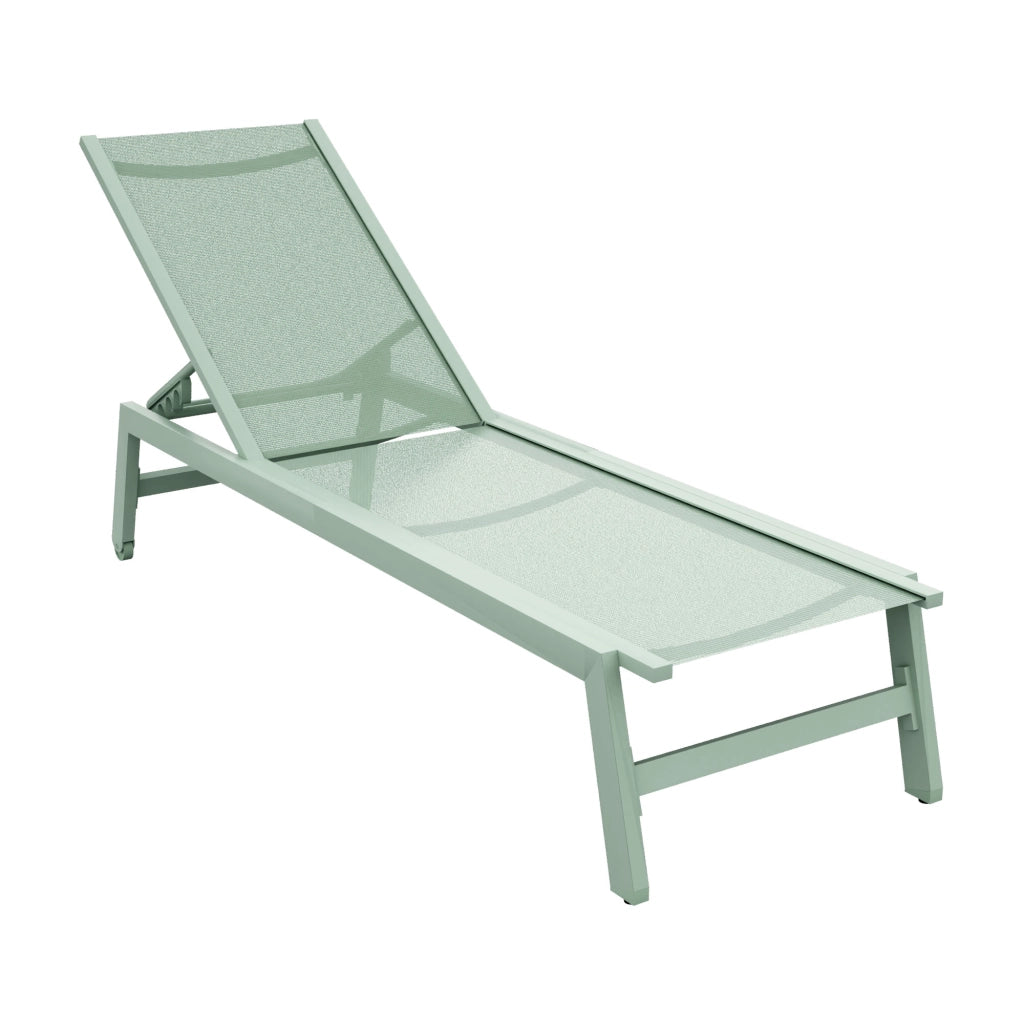Nilo - Lettino Prendisole da Giardino Mare Piscina 192x55x30 cm in Alluminio e Textilene Verde Salvia