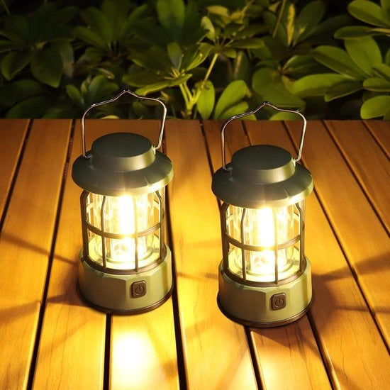Lampada da campeggio verde, 2-pack, regolabile, portatile, IPX4 impermeabile, adatta per il campeggio, la mancanza di corrente e le emergenze.