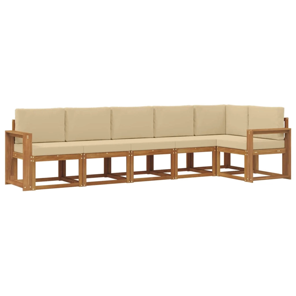 Set di divani da esterno con cuscino 6 pcs Naturale e Beige