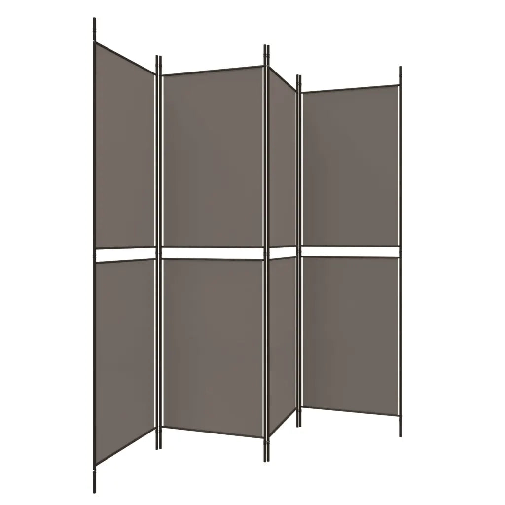 Divisorio a 4 Pannelli Antracite 200x180 cm Tessuto 350216