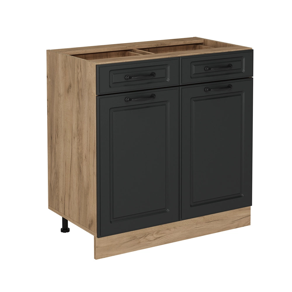 Mobiletto base per cucina R-Line Antracite rustico/Rovere dorato 80 cm senza piano di lavoro Vicco